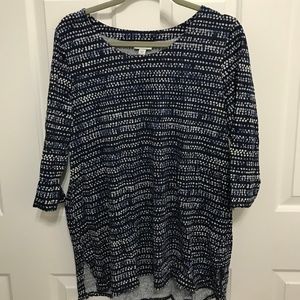 Pure Jill Cotton Pattern Top with 3/4 sleeves